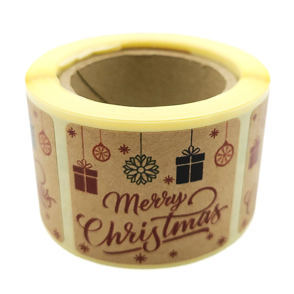 Étiquettes de Noël en rouleau 35 x 40 mm, 200 pièces, papier kraft lisse, autocollants Joyeux Noël avec SPROSSEN