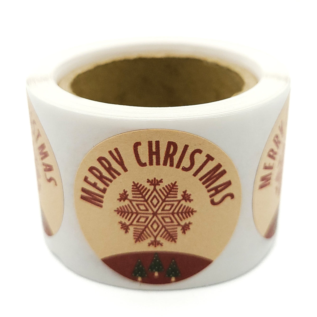 Étiquettes de Noël en rouleau de 200 pièces, 35 mm, papier kraft lisse, autocollants Joyeux Noël avec étoile