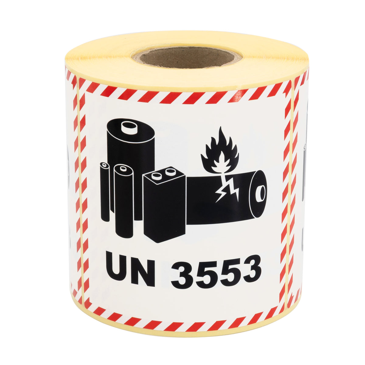 Warning labels UN3553 Lithium ion batteries packed with equipment 100x100 500 pcs