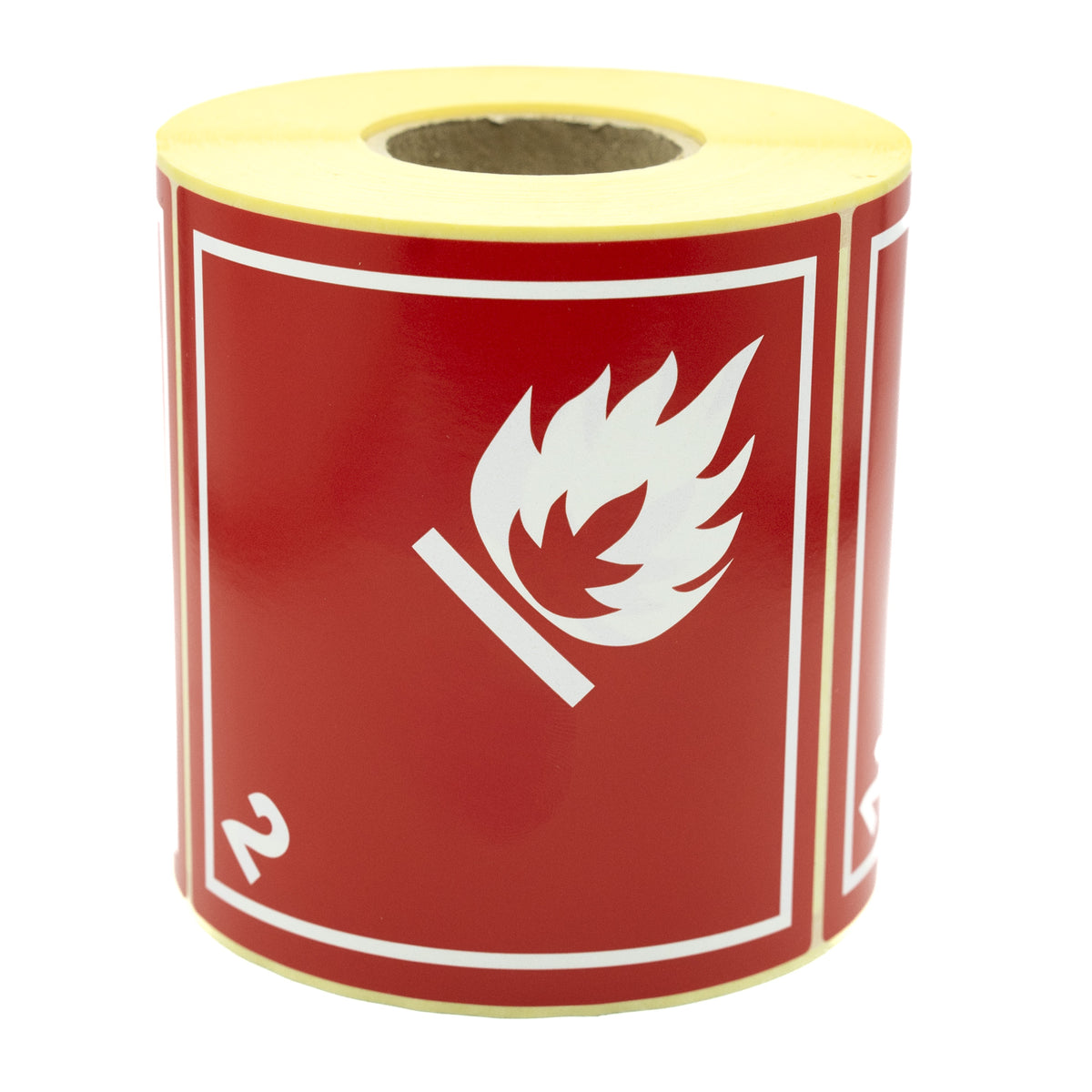 Warning Labels Class 2 Flammable Gases - Transport Stickers- 100x100 500 per roll