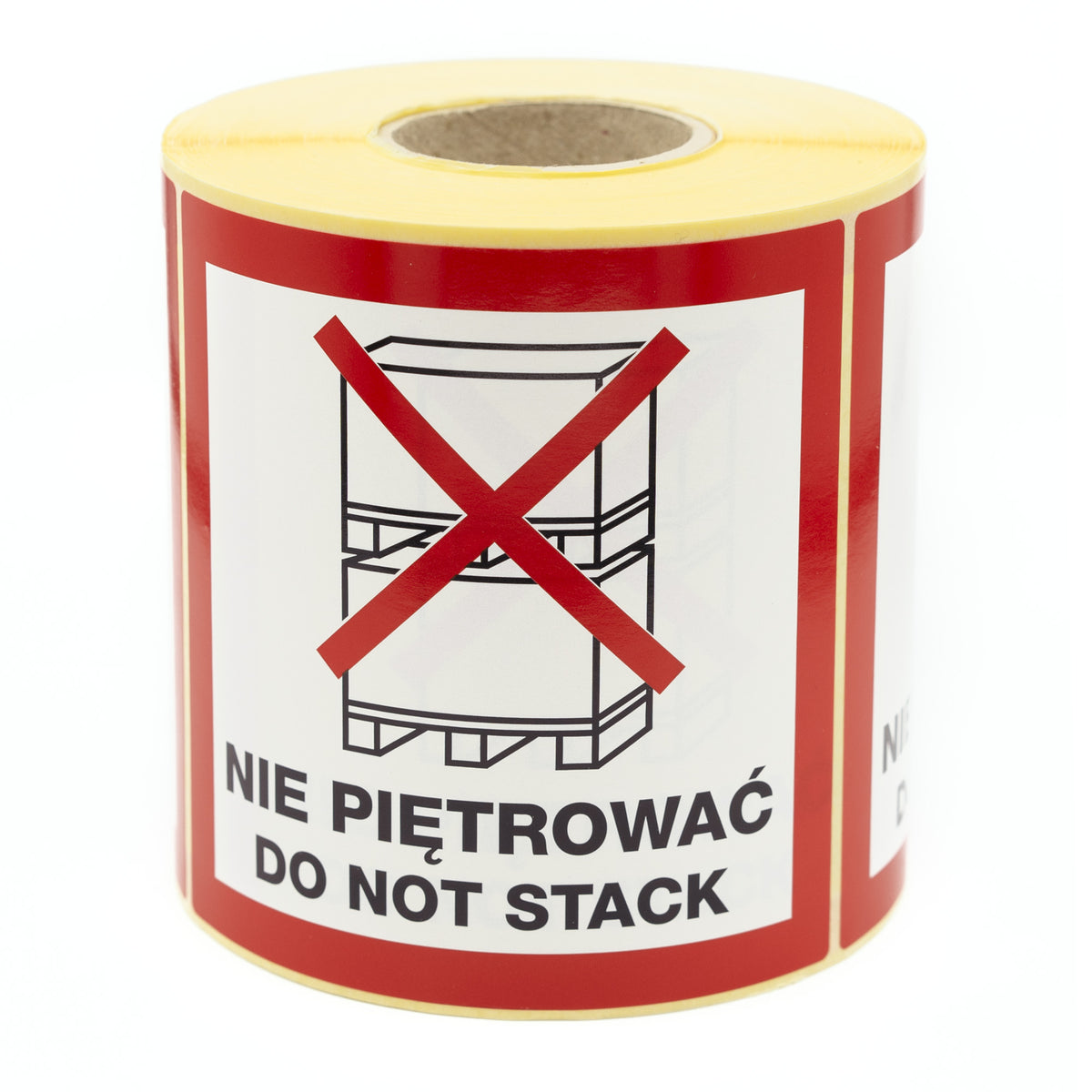 Warning Labels on Roll 100 x 100 mm DO NOT STACK 500 pcs (PL) - MD Labels