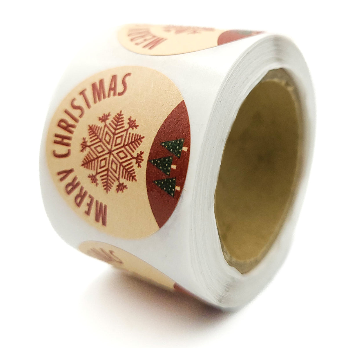 Étiquettes de Noël en rouleau de 200 pièces, 35 mm, papier kraft lisse, autocollants Joyeux Noël avec étoile