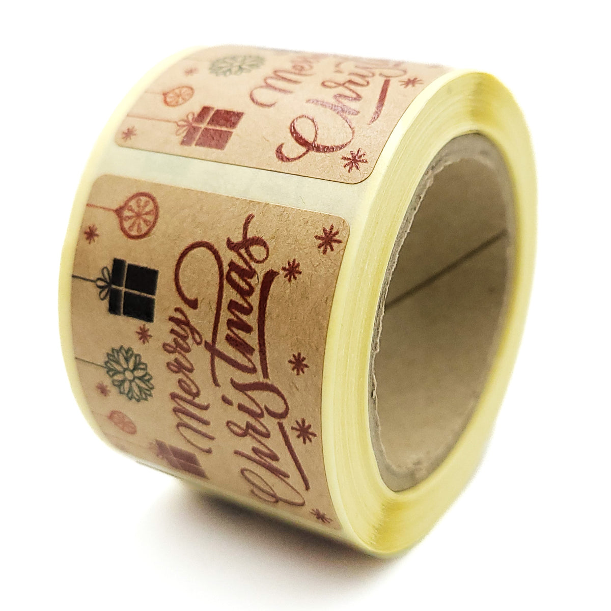 Étiquettes de Noël en rouleau 35 x 40 mm, 200 pièces, papier kraft lisse, autocollants Joyeux Noël avec SPROSSEN