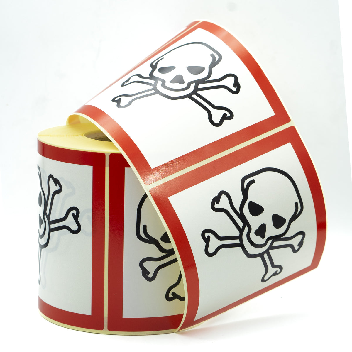 Warning labels GHS Symbol 06 Attention Toxic 100x100mm 500 per roll