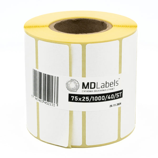Thermal labels 75x25 mm 1000 per roll - MD Labels