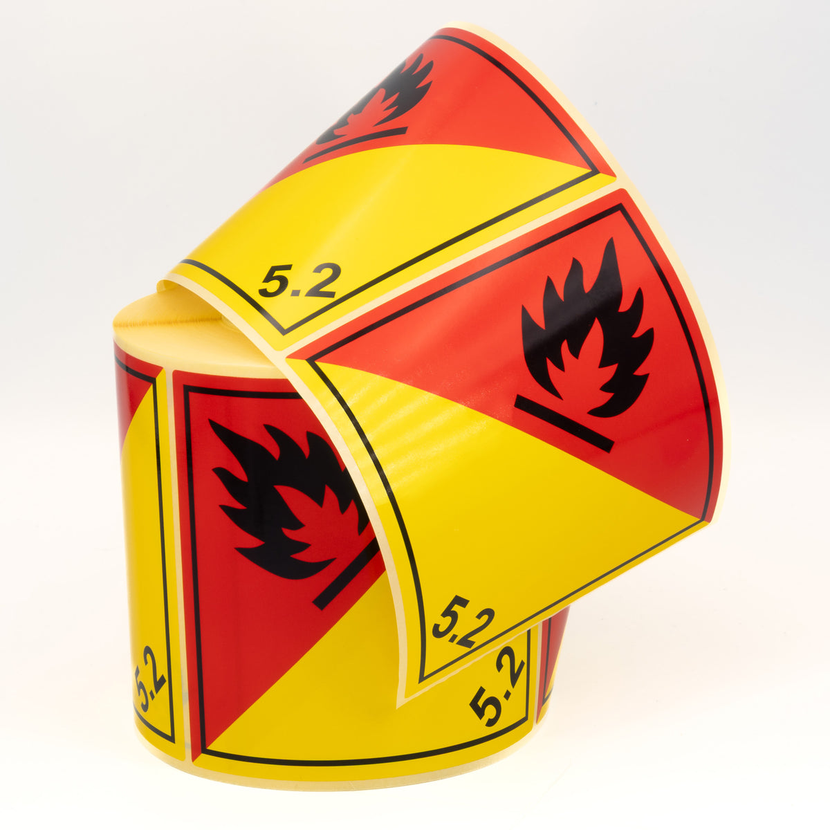 Gefahrgutetiketten Klasse 5.3 – Klasse 5.2 Organische Peroxide – 100 x 100 mm – 500 Stück