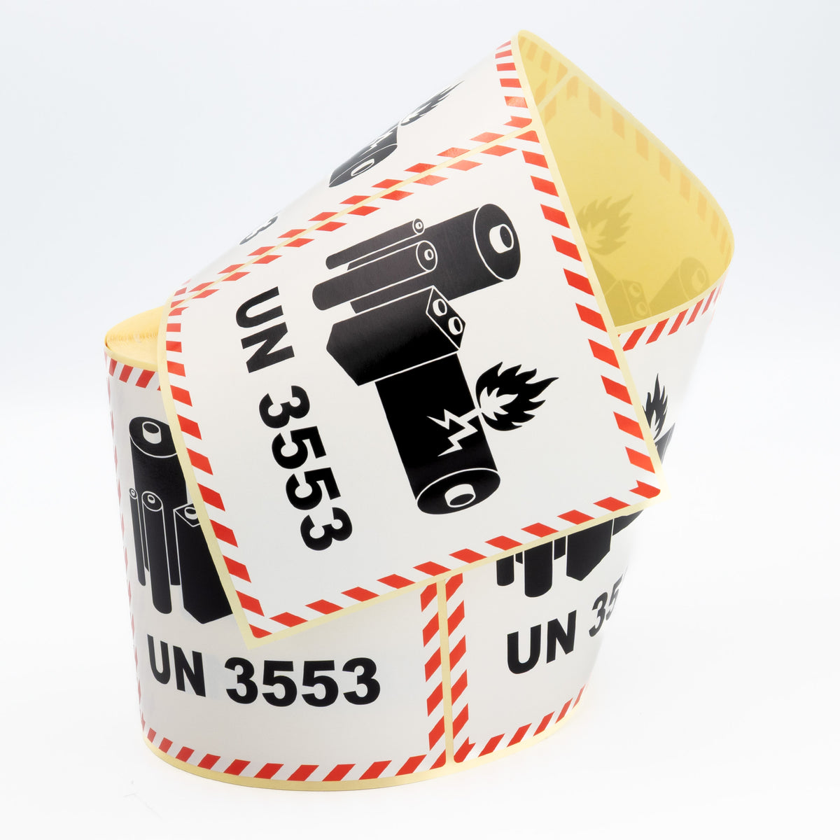 Warning labels UN3553 Lithium ion batteries packed with equipment 100x100 500 pcs