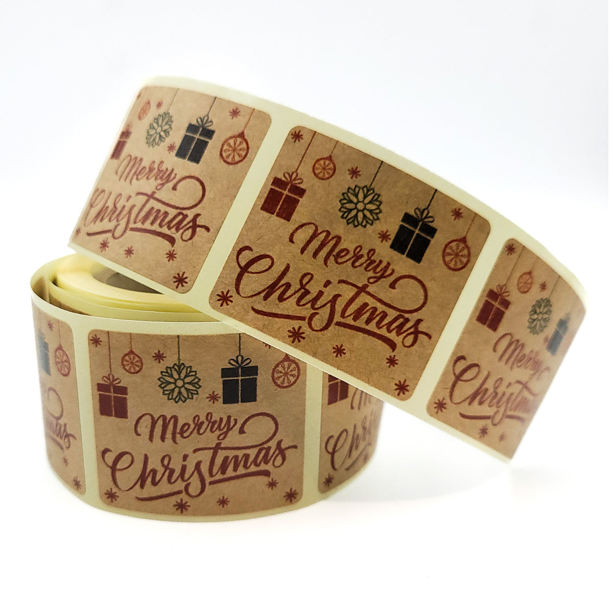 Étiquettes de Noël en rouleau 35 x 40 mm, 200 pièces, papier kraft lisse, autocollants Joyeux Noël avec SPROSSEN