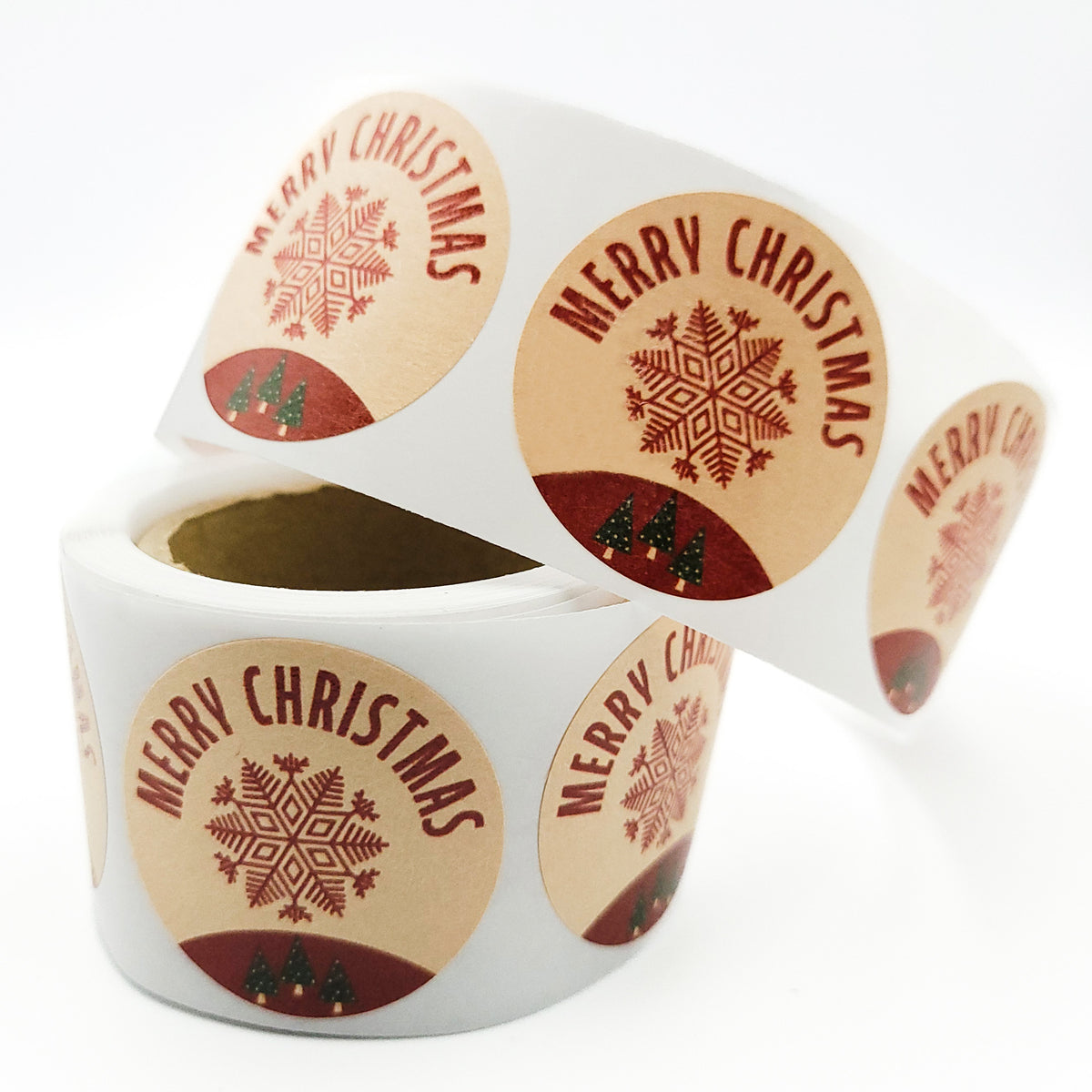 Étiquettes de Noël en rouleau de 200 pièces, 35 mm, papier kraft lisse, autocollants Joyeux Noël avec étoile