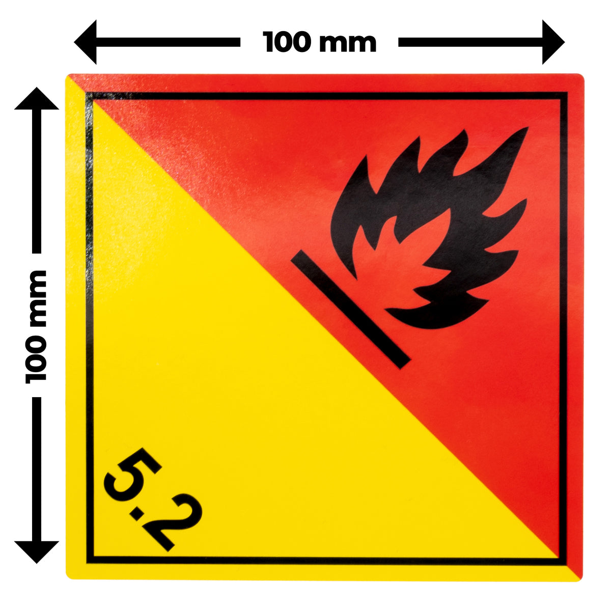 Gefahrgutetiketten Klasse 5.3 – Klasse 5.2 Organische Peroxide – 100 x 100 mm – 500 Stück