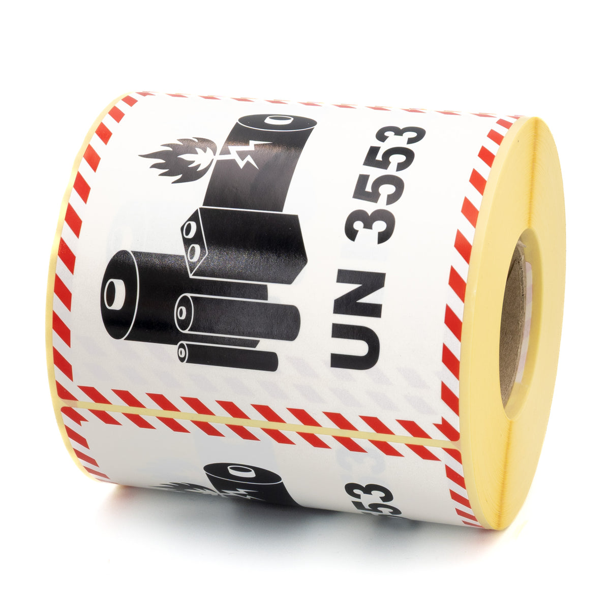 Warning labels UN3553 Lithium ion batteries packed with equipment 100x100 500 pcs
