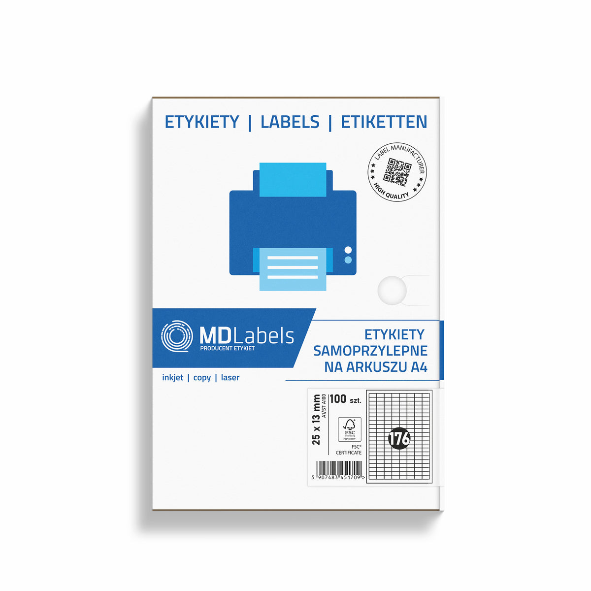 Self-adhesive labels on A4 sheets 25x13 mm 100 sheets