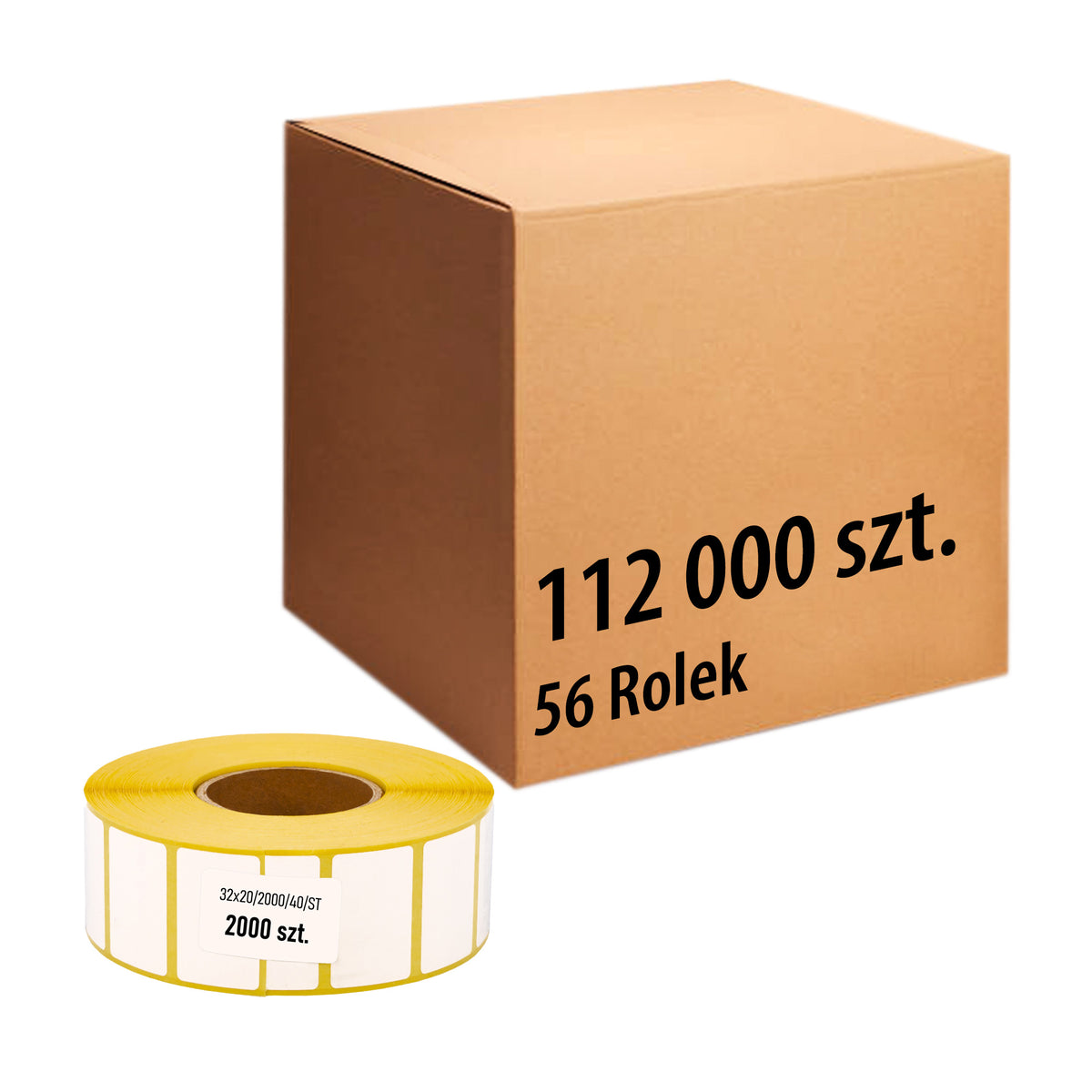 Etykiety termiczne 32x20mm 2000' 56 rolek - 112000 sztuk etykiet