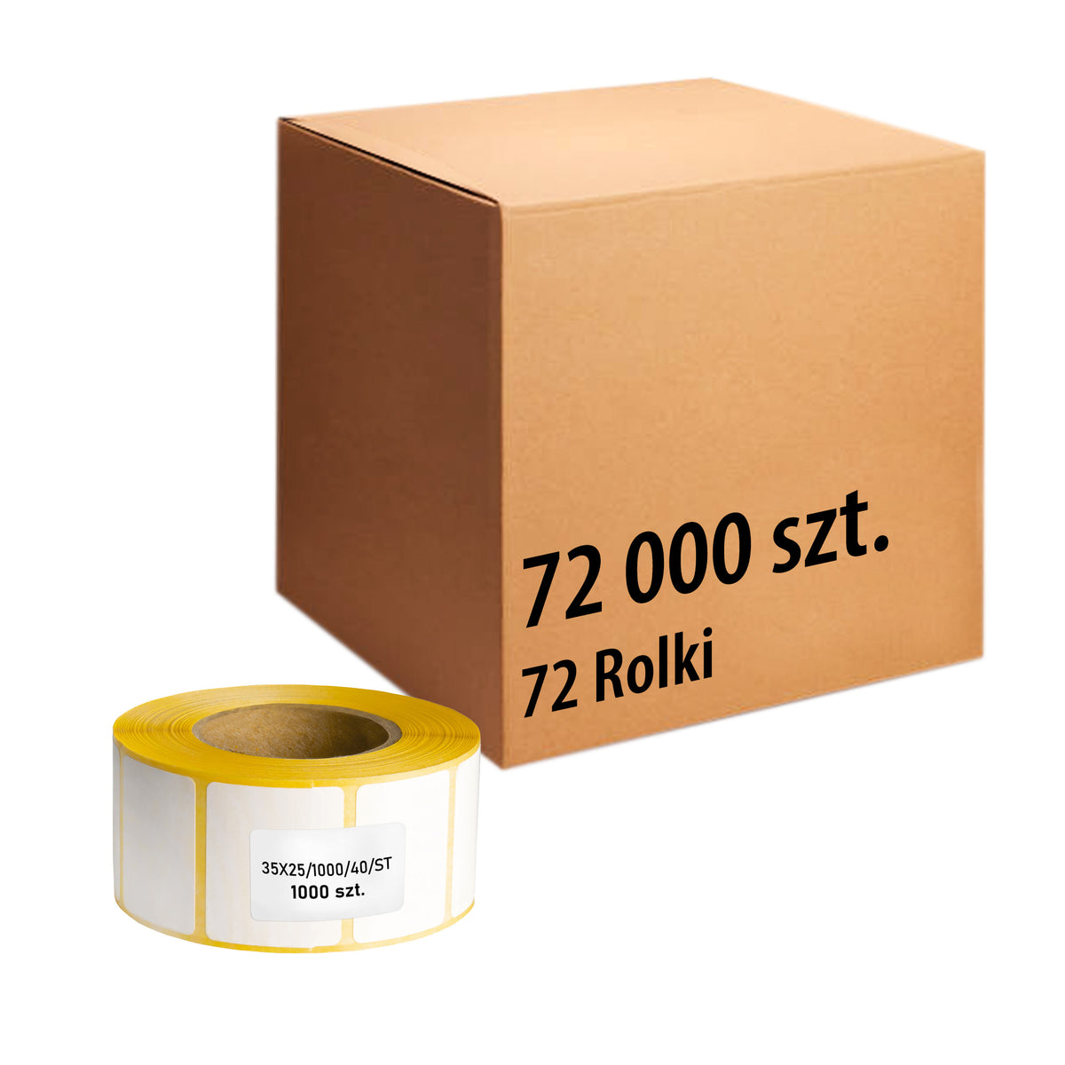 Etykiety termiczne 35x25mm 1000' 72 rolki - 72000 sztuk etykiet