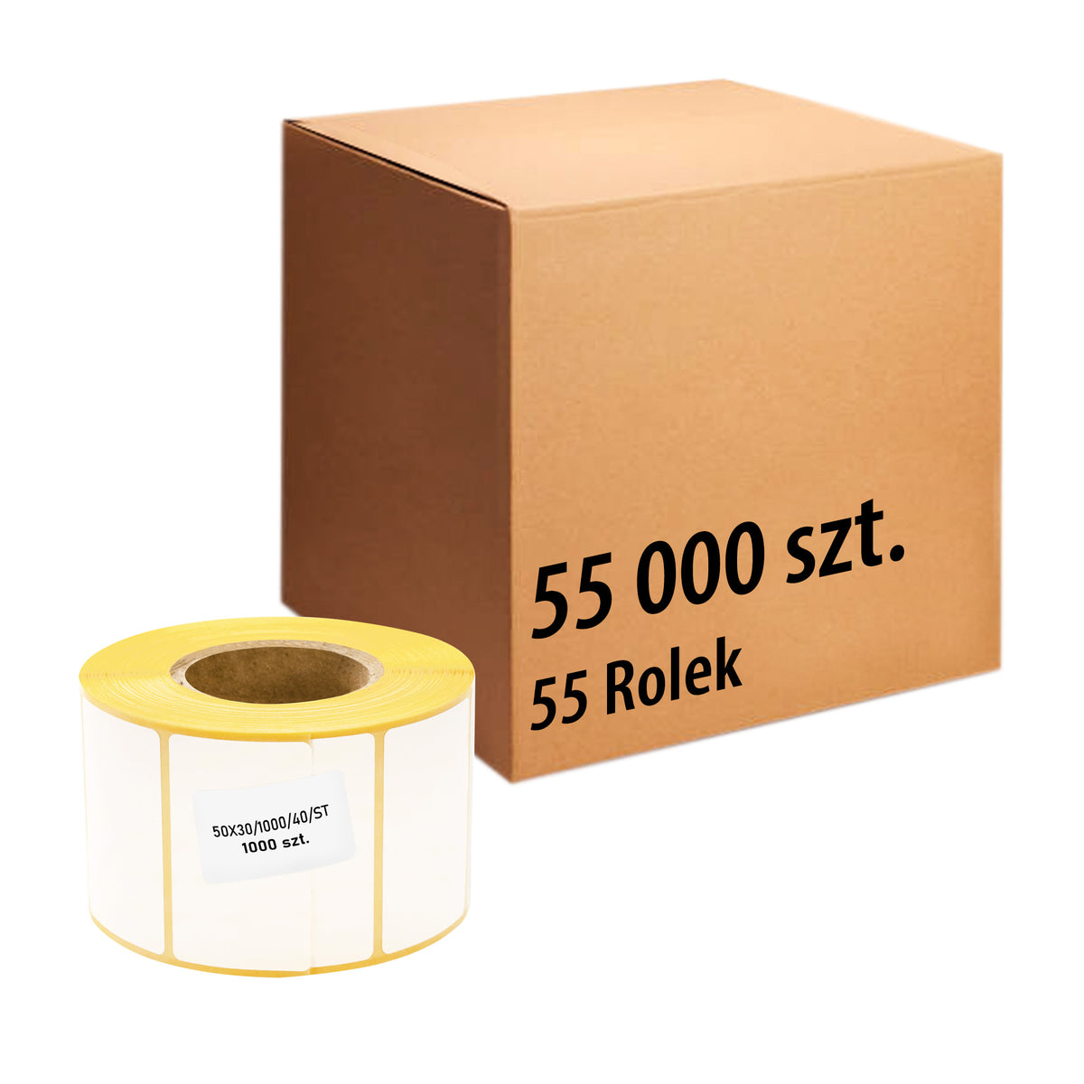 Thermo-Etiketten 50x30mm 1000' 55 Rollen- 55000Stück Etiketten