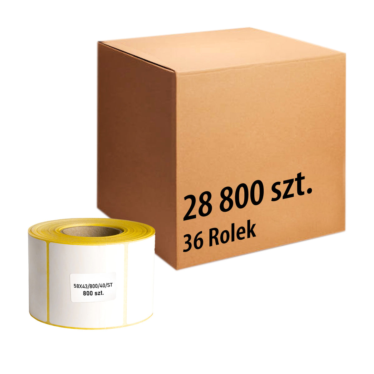 Etiquettes thermiques 58x43mm 800' 36 rouleaux- 28800 pcs d'étiquettes