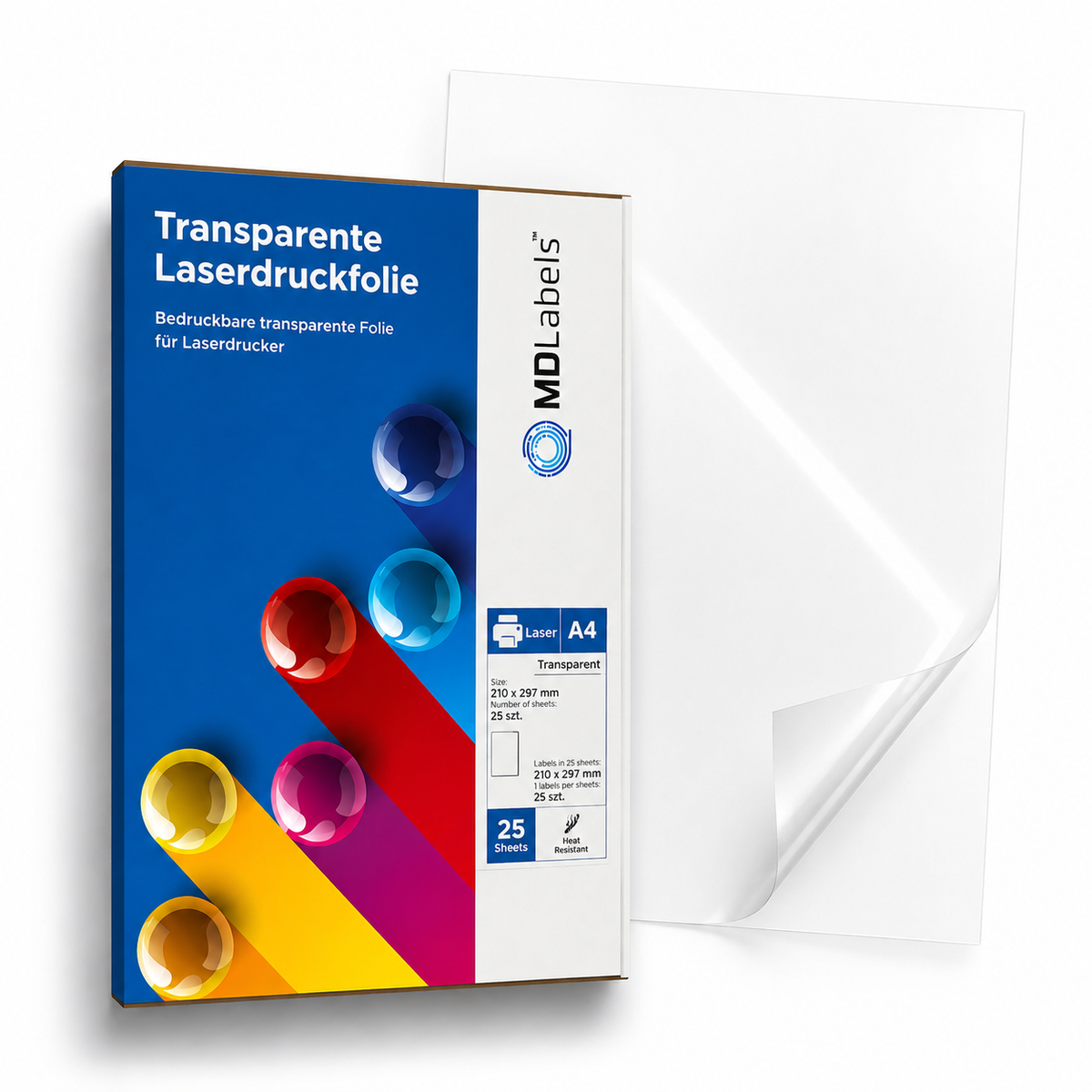 Transparent A4 Adhesive Labels – 25 Sheets, Glossy PET Film for Laser Printers