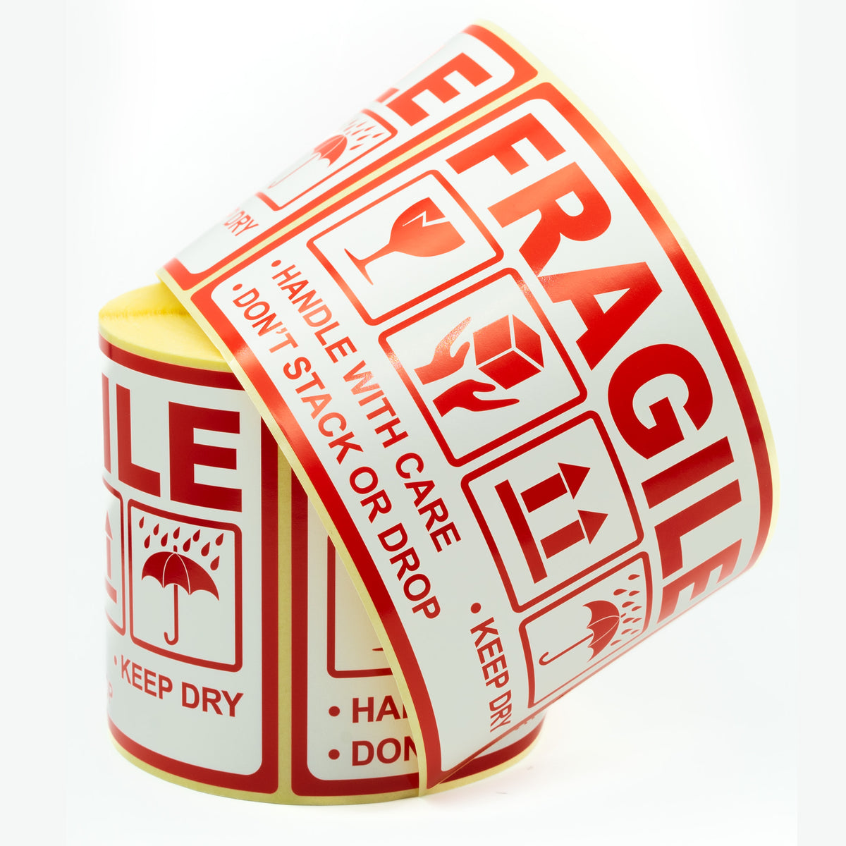 Warning Labels on Roll 90x150 mm 300 pcs FRAGILE- handle with care- keep dry- don’t stack or drop- this way up