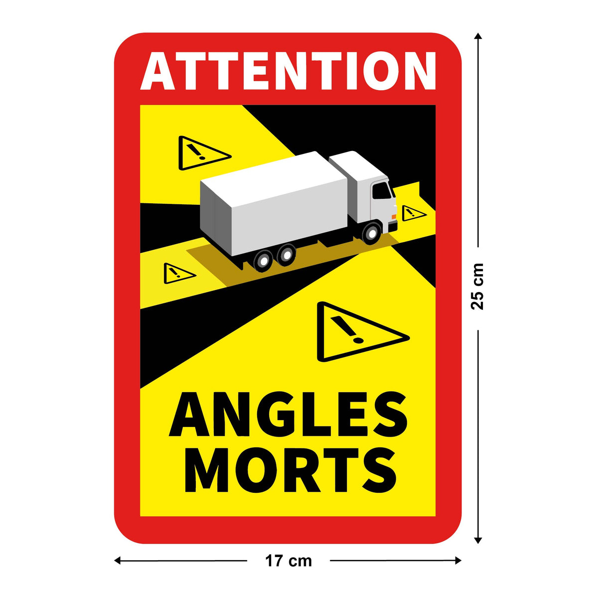 Etykiety Angles Morts dla ciężarówek, autobusów i przyczep kempingowych 25 x 17 cm Francja 5 szt.