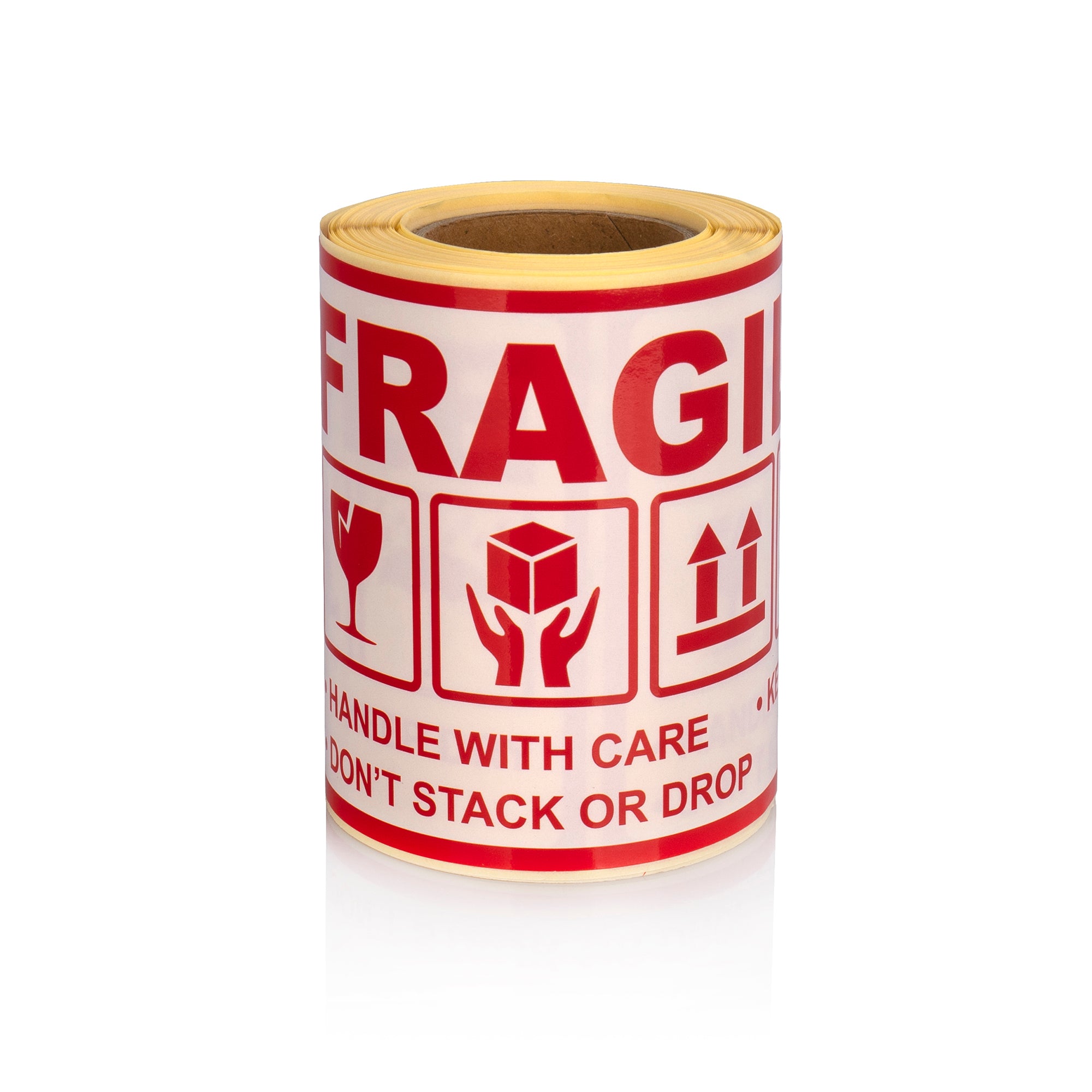 Label Warning Drop Warning Labels on Roll 90x150 mm FRAGILE- handle with care- keep dry ...