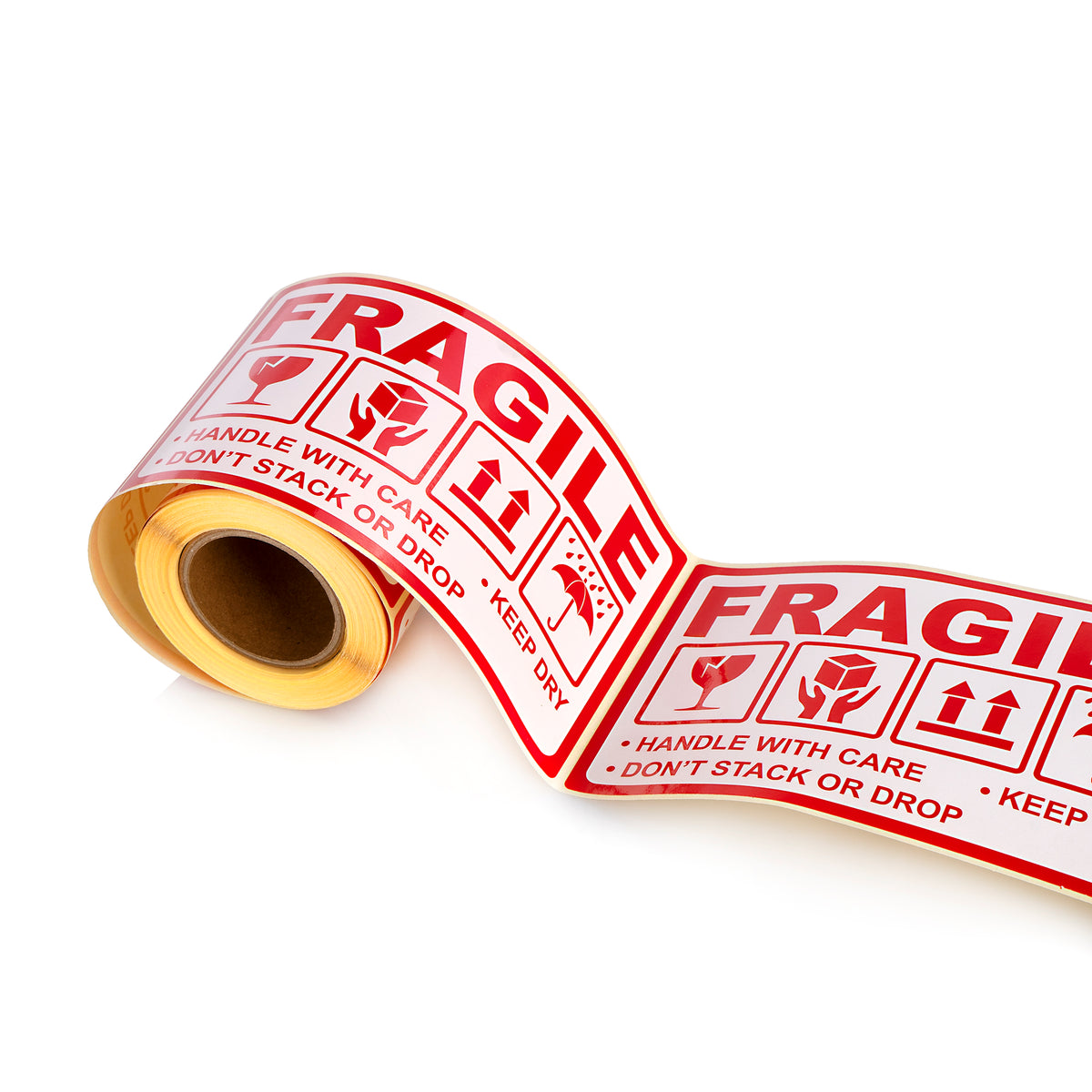 Warning Labels on Roll 90x150 mm FRAGILE- handle with care- keep dry- don’t stack or drop- this way up 100 pcs