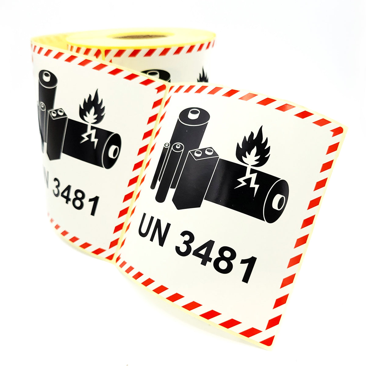 Warning labels Lithium Ion Battery UN3481 100x100 500 per roll