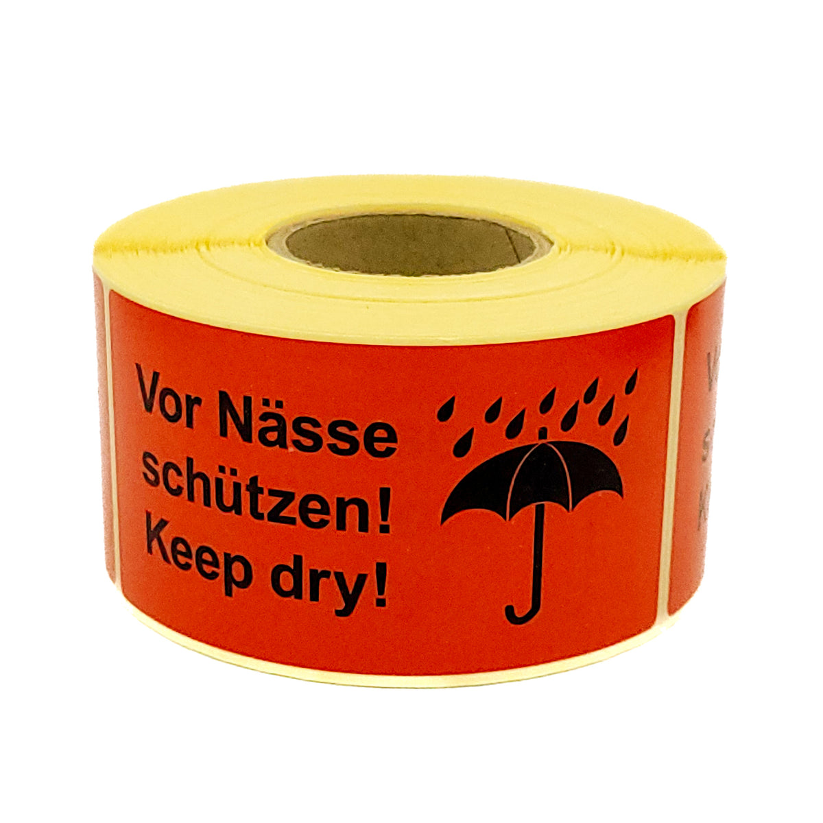 Warning Labels on Roll 100 x 50 mm Vor Nässe schützen! Keep dry!  500 pcs