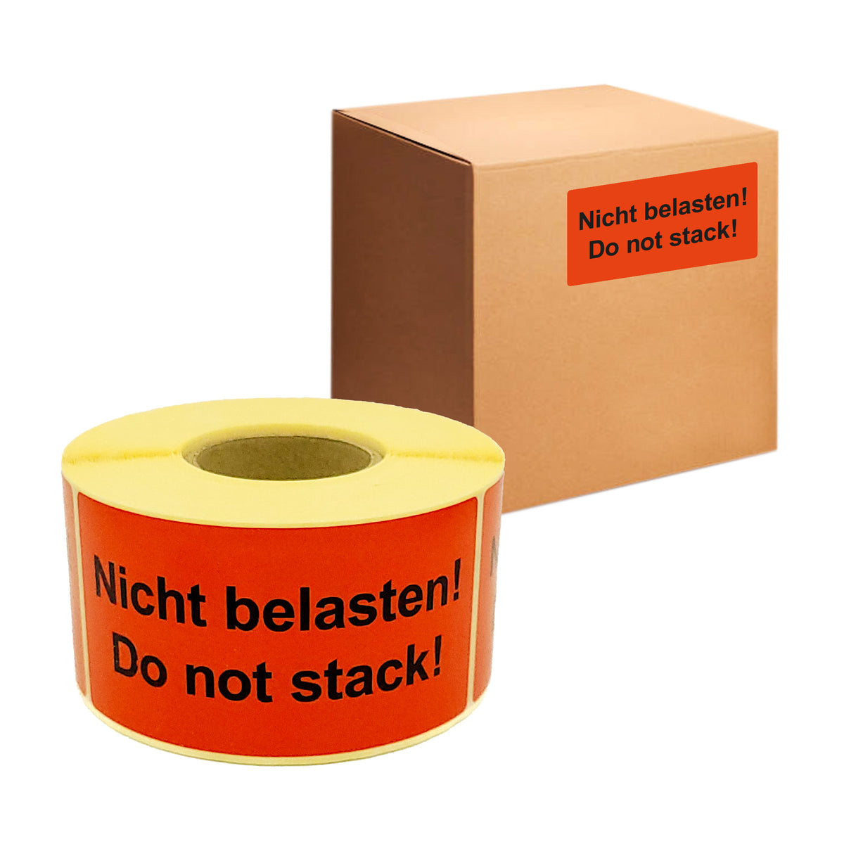 Etykiety ostrzegawcze na rolce 100 x 50 mm Nicht belasten! Do not stack! 500 szt.