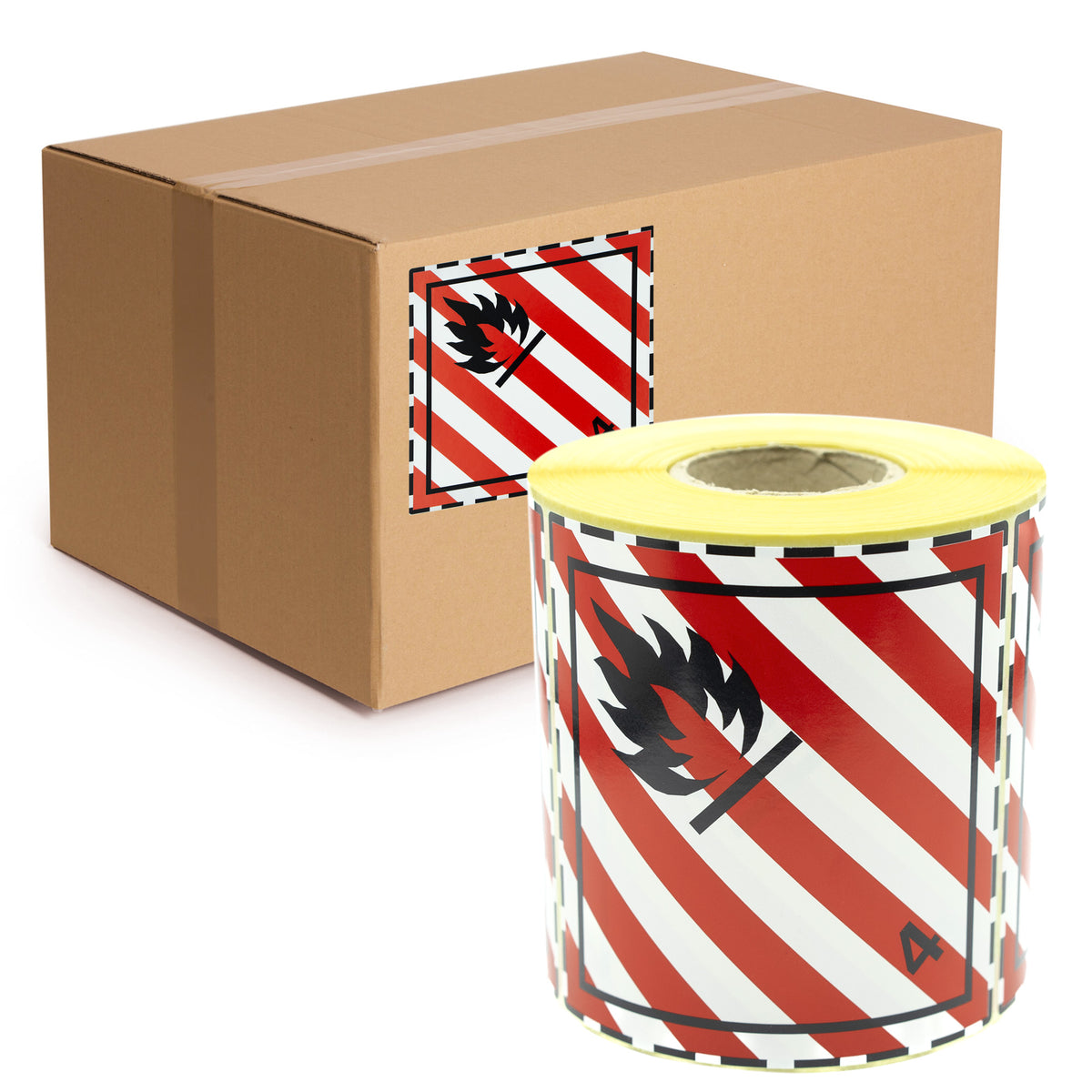 Warning Labels Class 4.1 - Flammable Solid Materials - Transport Stickers- 100x100 500 per roll