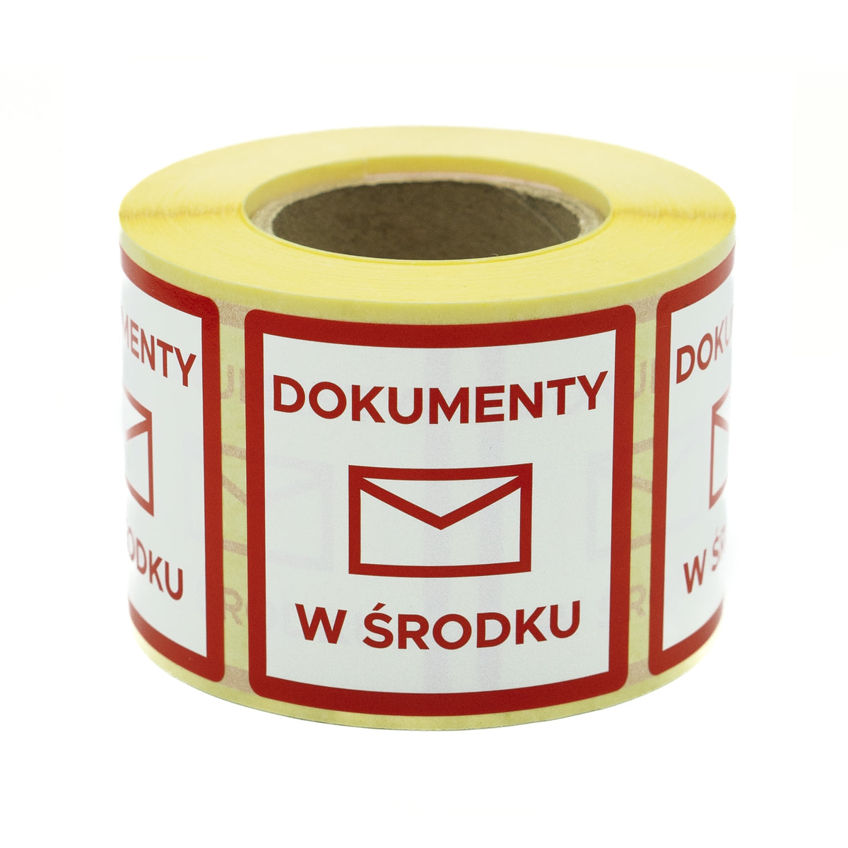 Self-adhesive warning labels - caution documents 50x50mm 500 per roll