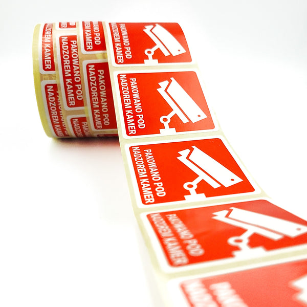 Camera Box Label Self-adhesive warning labels - Packaged under camera surveillance! - 5 ...