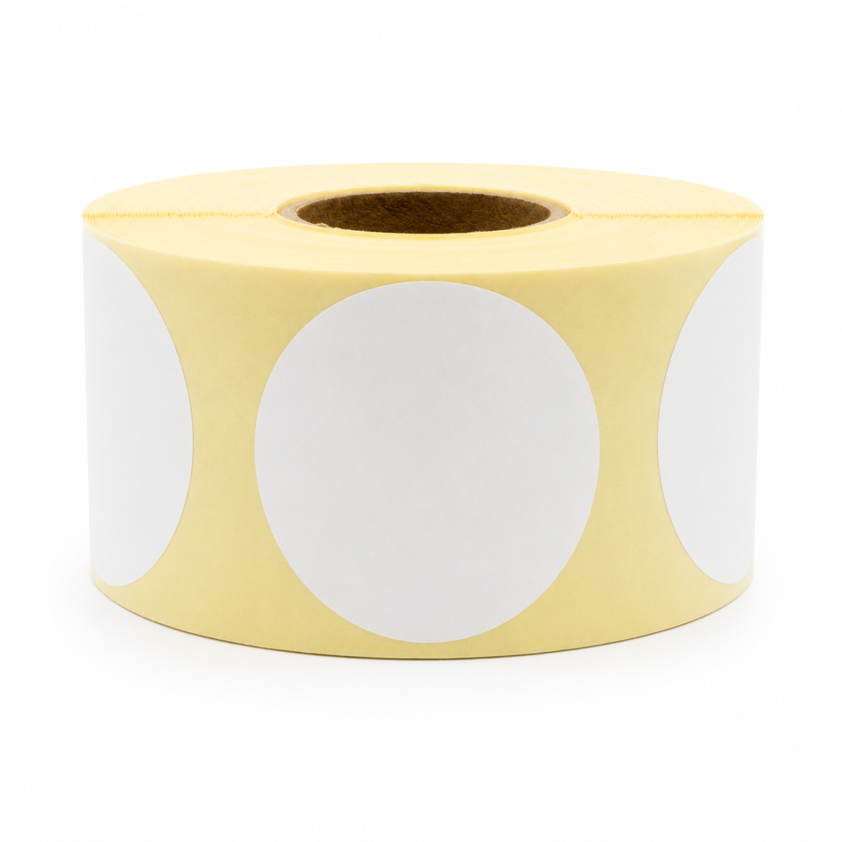 Runde selbstklebende Thermoetiketten Ø70 mm – 1000 Stück pro Rolle, 40 mm Kern