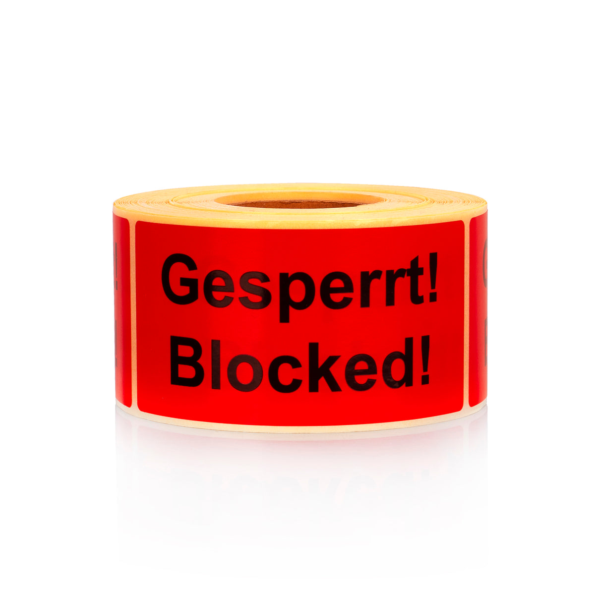 Warning Labels on Roll 100 x 50 mm Gesperrt! Blocked! 500 pcs