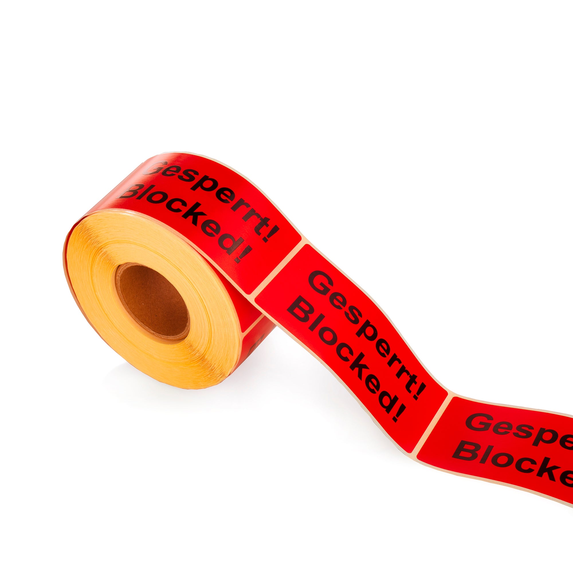 Warning Labels on Roll 100 x 50 mm Gesperrt! Blocked! 500 pcs - MD Labels