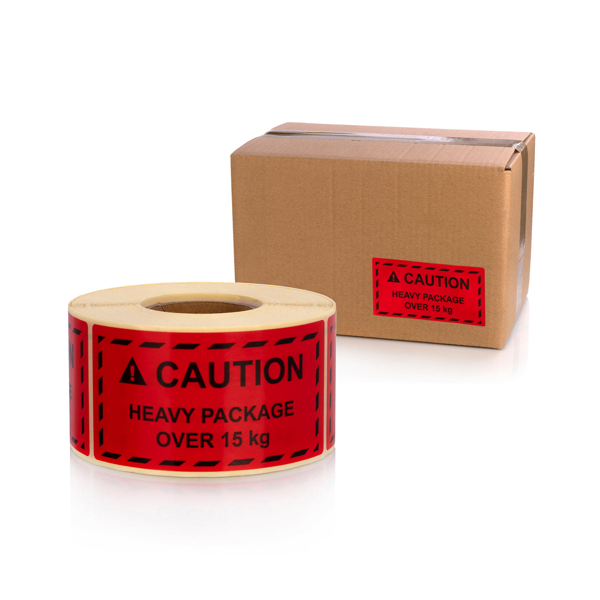 Warning Labels on Roll 100 x 50 mm CAUTION- Heavy package over 15 kg Paketaufkleber für Amazon Vendor &amp; FBA Fulfillment 500 pcs