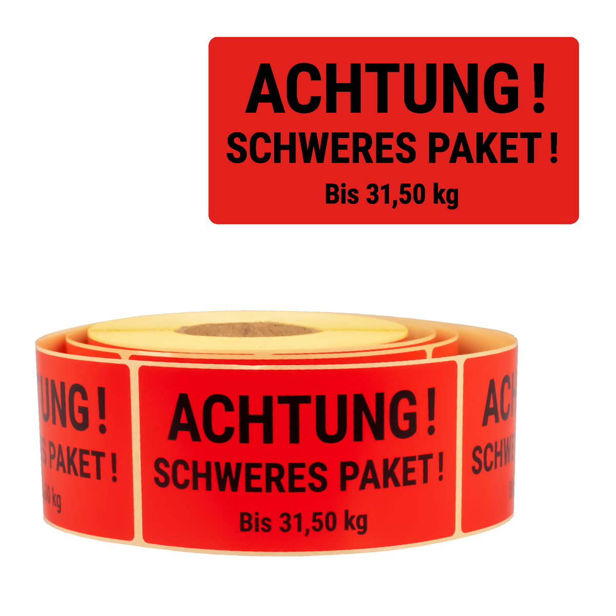 Warning Labels on Roll 100 x 50 mm Schweres Paket! bis 31,5 kg 500 pcs