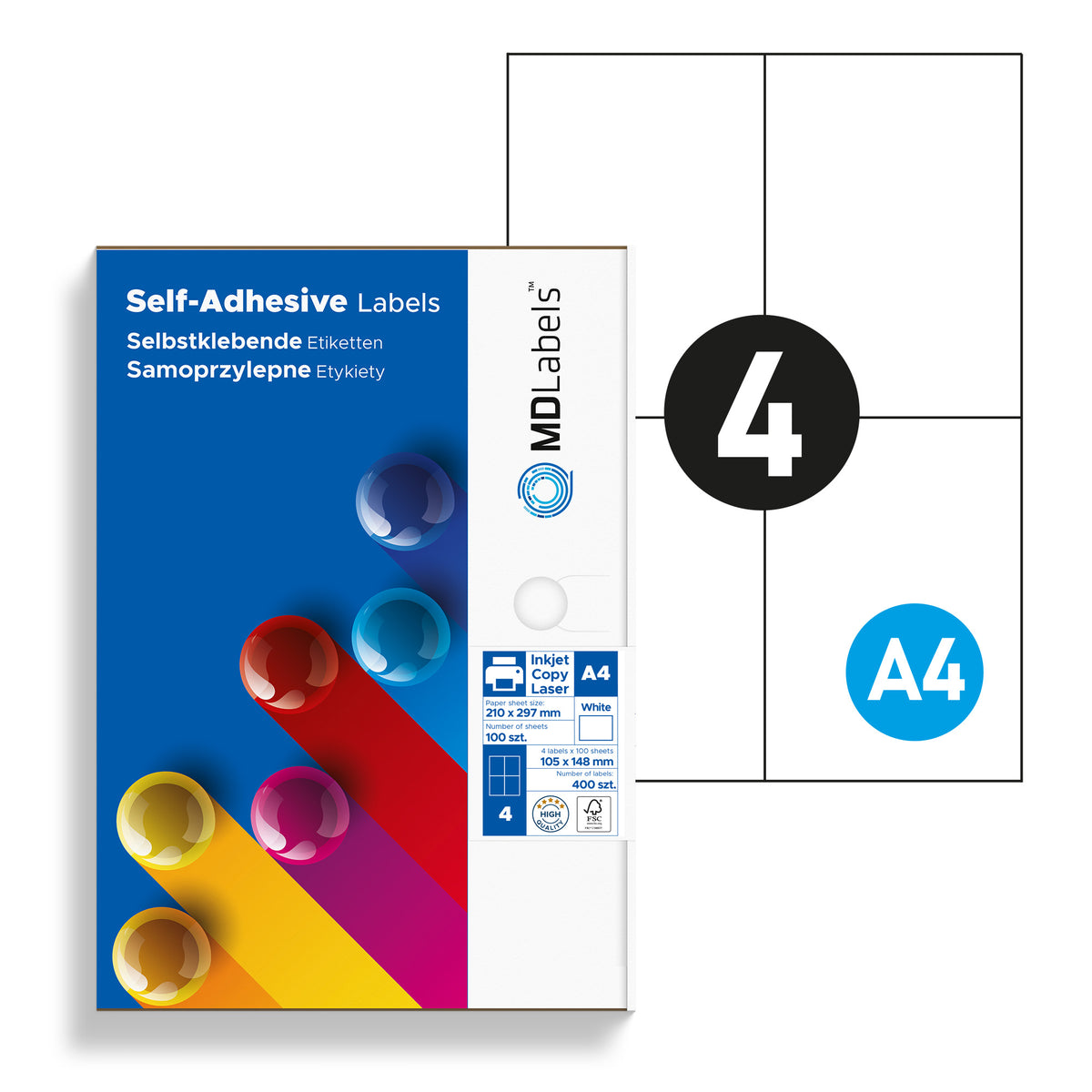 Labels on A4 INPOST A4 105x148 self-adhesive 100 sheets