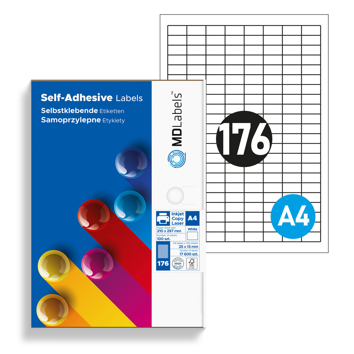 Self-adhesive labels on A4 sheets 25x13 mm 100 sheets