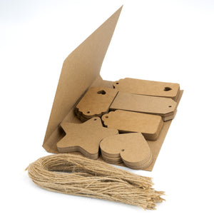 Kraft Paper Gift Tags - 120 pcs, Multiple Shapes & Sizes | MD Labels