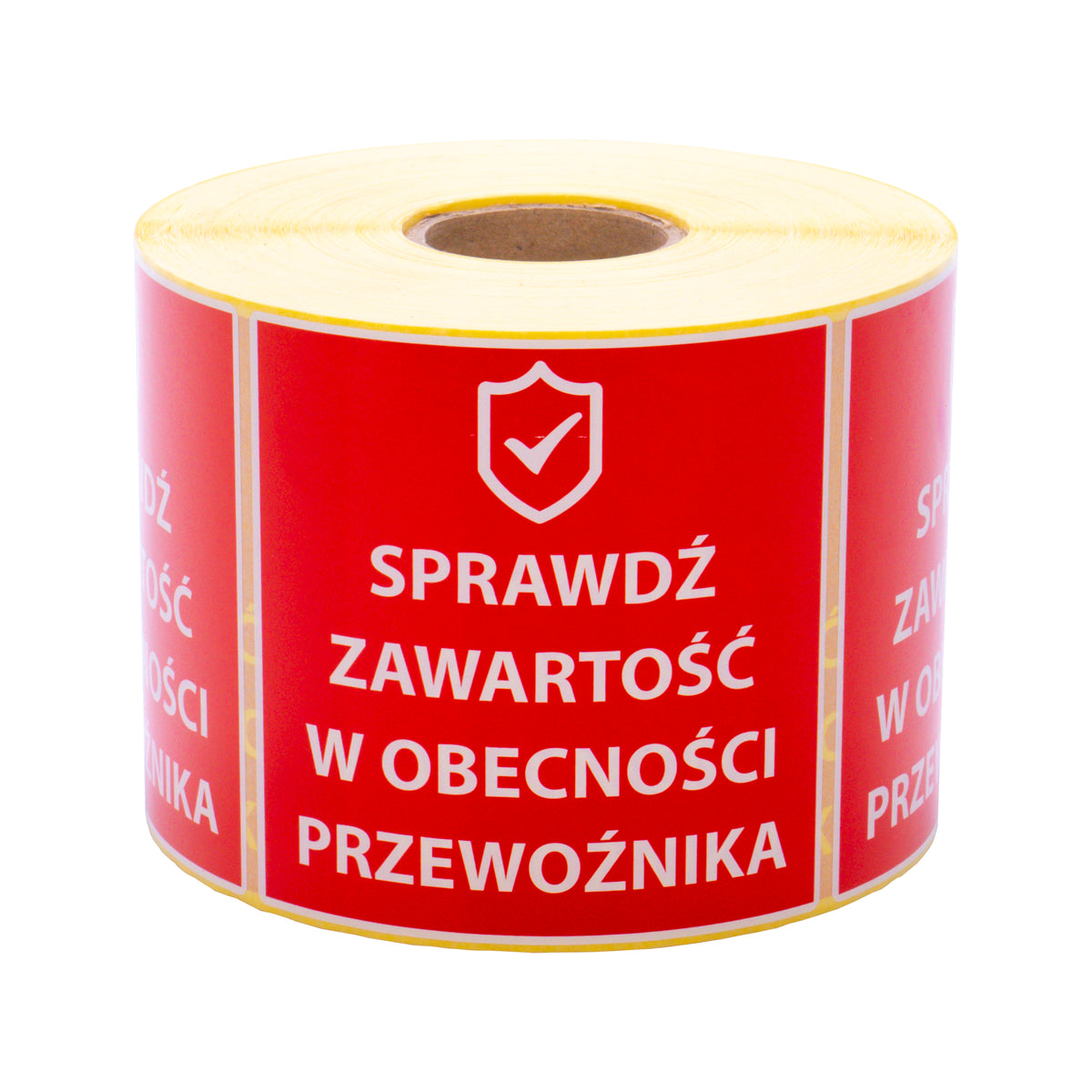 Self-adhesive warning labels- Check contents- 98x98mm 1000 per roll