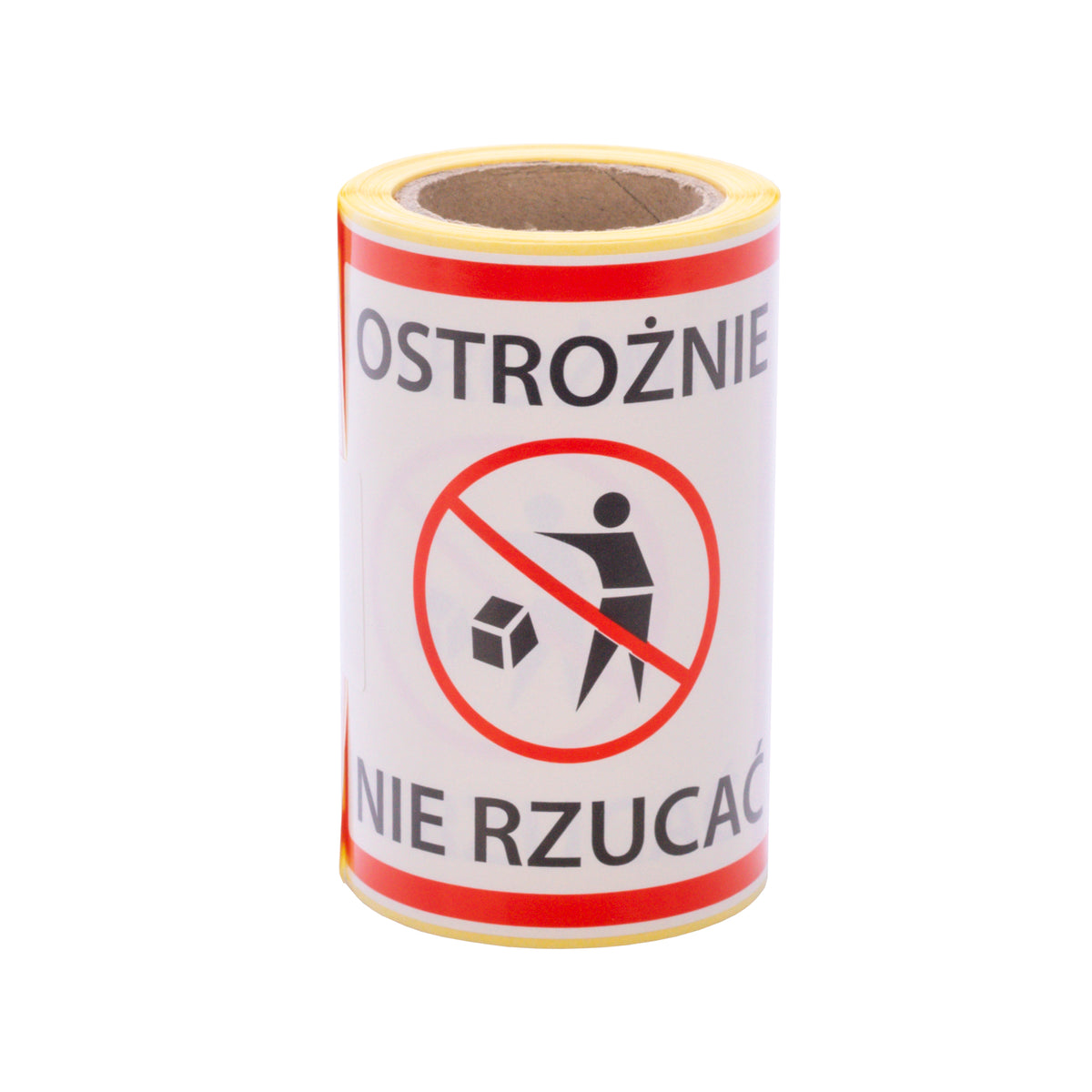 Self-adhesive warning labels - CAUTION! Do not throw! - 98x98mm 100 per roll