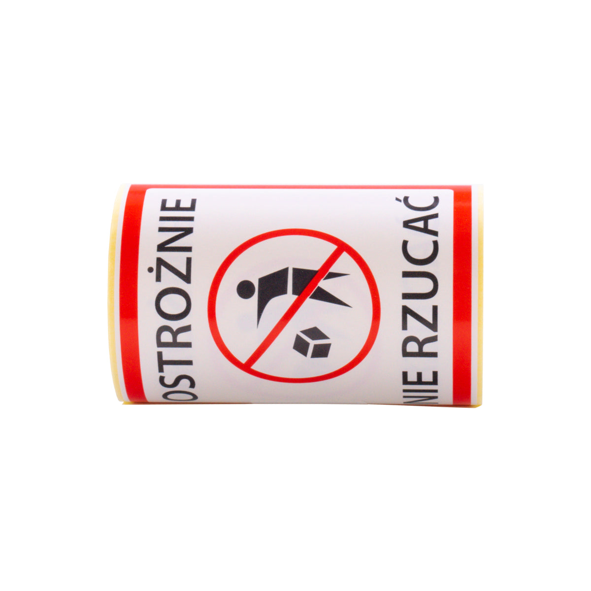 Self-adhesive warning labels - CAUTION! Do not throw! - 98x98mm 100 per roll