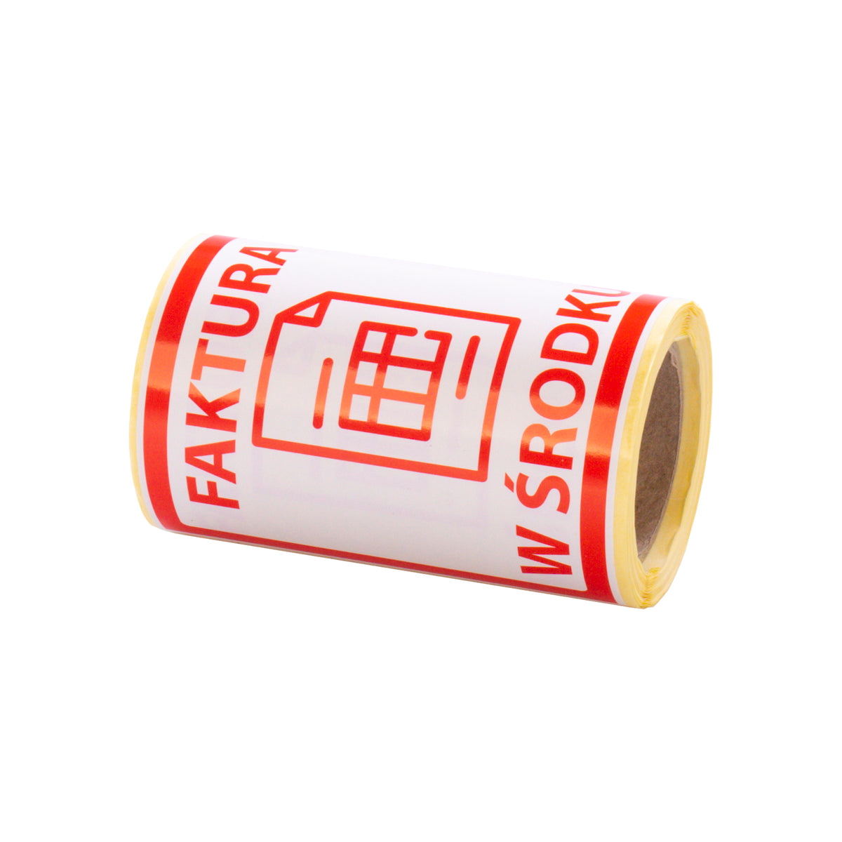 Self-adhesive warning labels - Caution invoice - 98x98mm 100 per roll