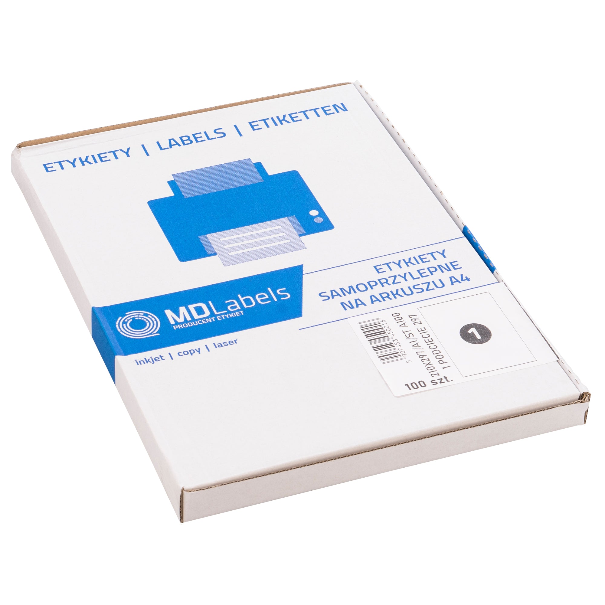Self-adhesive labels on A4 sheets 210x297mm 100 sheets - MD Labels