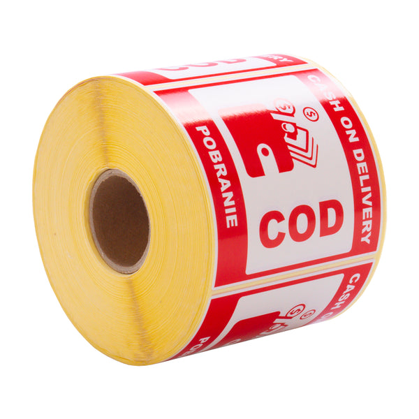 Self-adhesive warning labels - Cash on delivery - COD - 98x98mm 1000 p ...