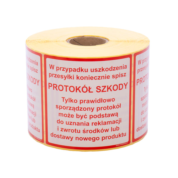 Self-adhesive warning labels - Damage report/certificate of compliance ...