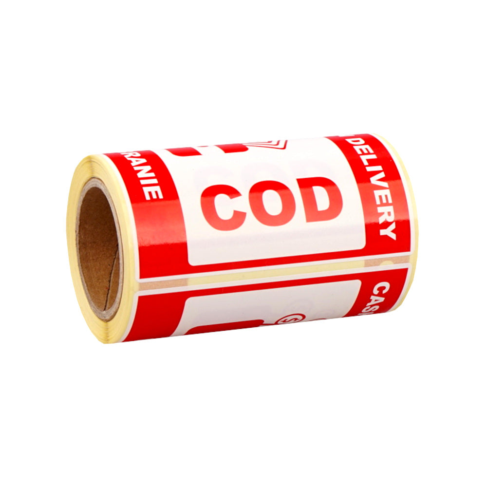 Cod Shipping Label Self-adhesive warning labels - Cash on delivery - COD - 98x98mm 100 pe ...