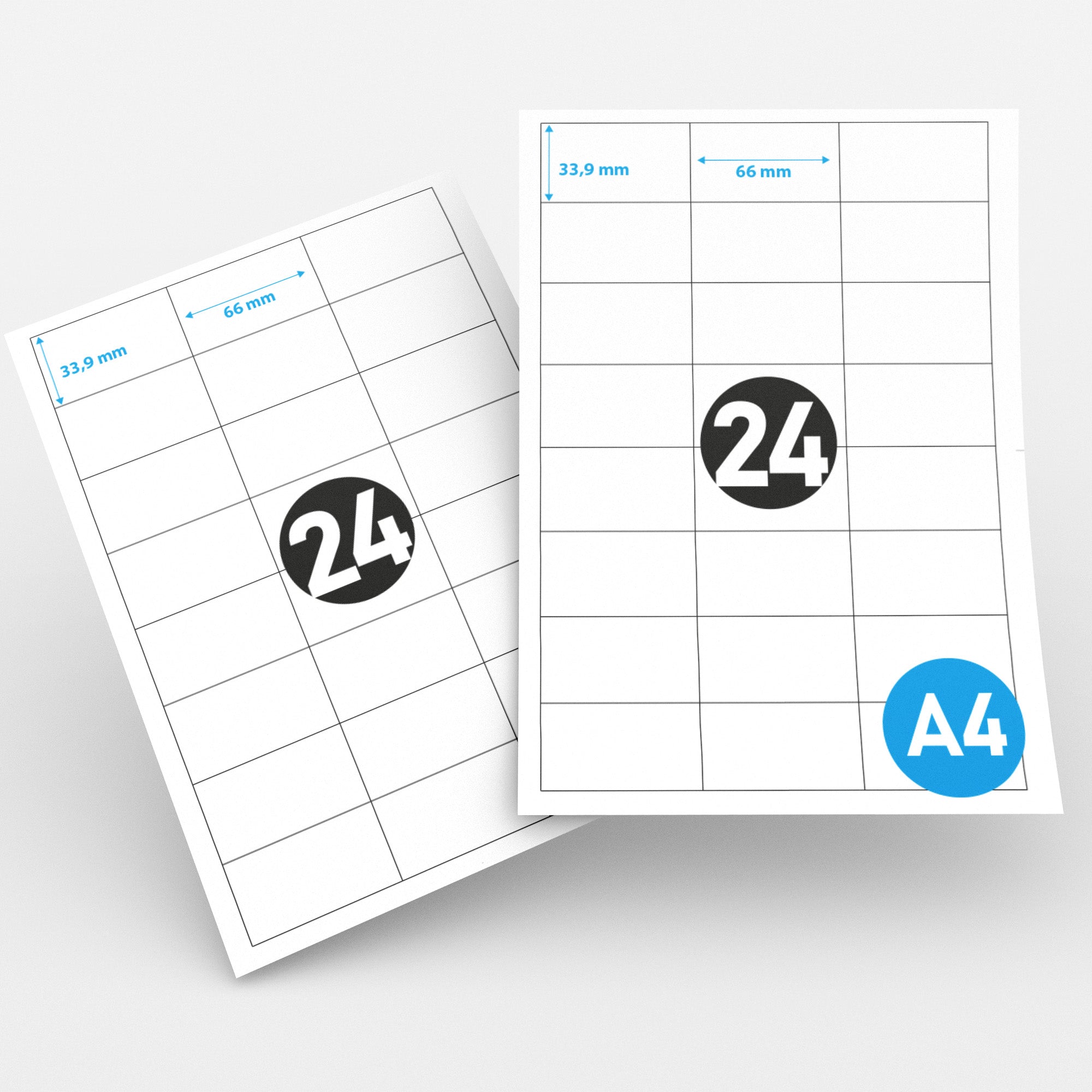 Self-adhesive labels on A4 sheets 66x33,9mm 100 sheets - MD Labels