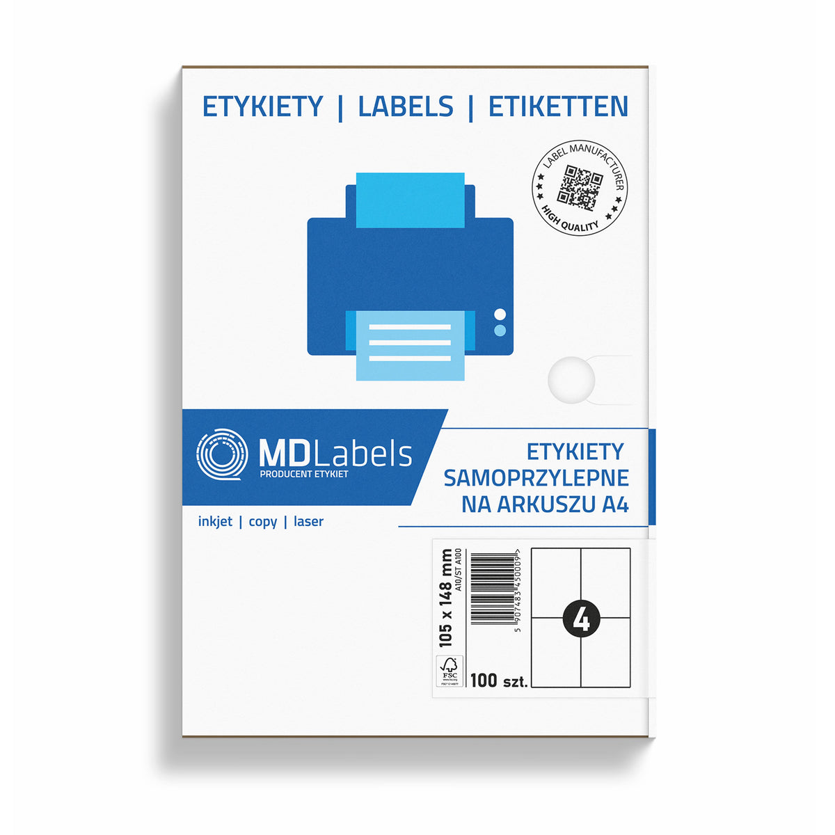 Labels on A4 INPOST A4 105x148 self-adhesive 100 sheets