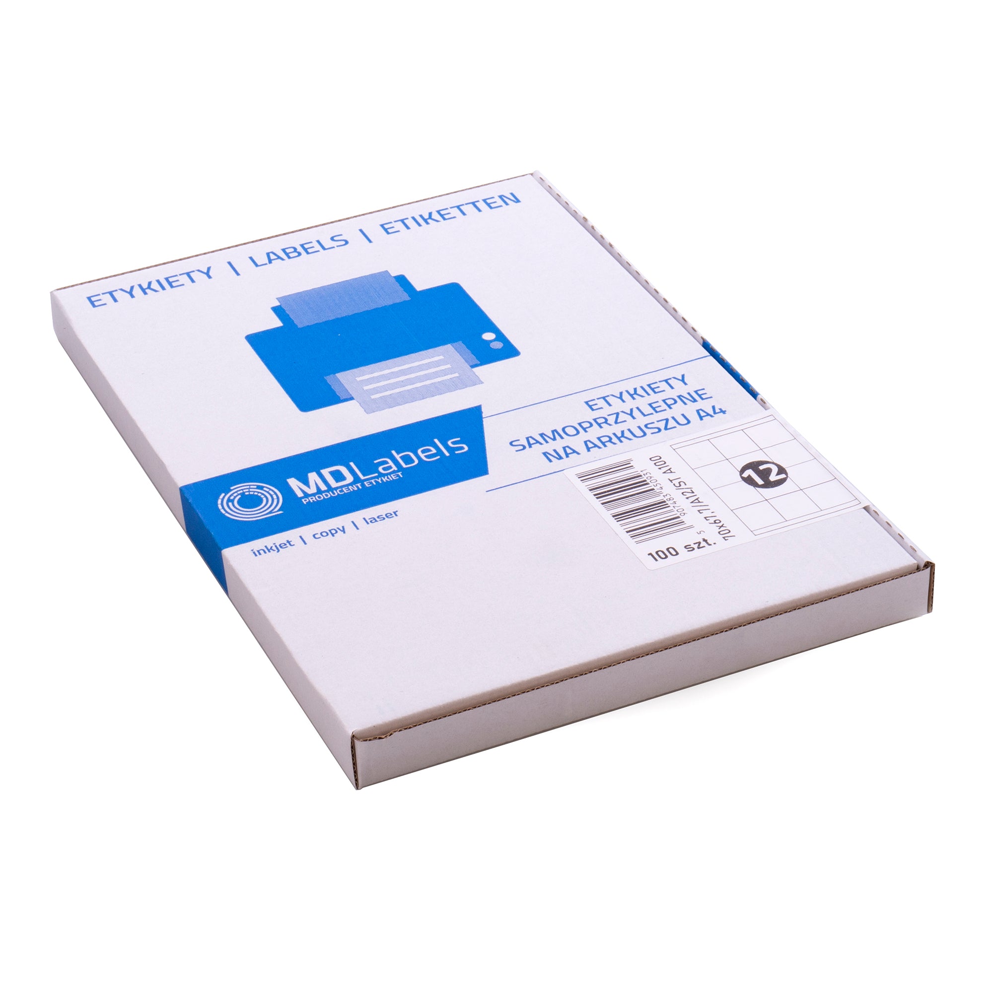 Self-adhesive labels on A4 sheets 70x67,7 mm 100 sheets - MD Labels